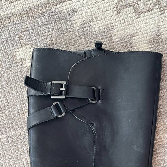 ECCO tall leather boots black 38 women buckle - Picture 10 of 11